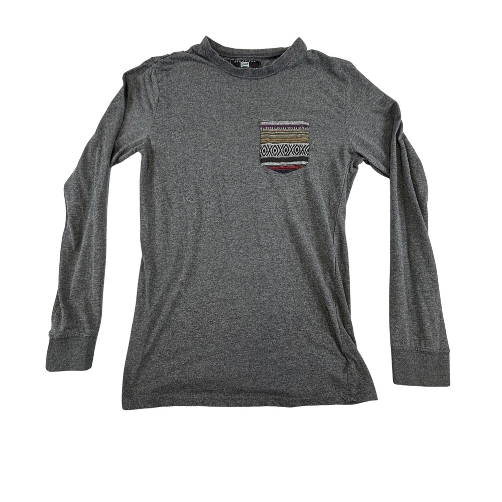 Beautiful Giant Shirt Men's Small Gray Long Sleeve T-Shirt Southwestern Pocket